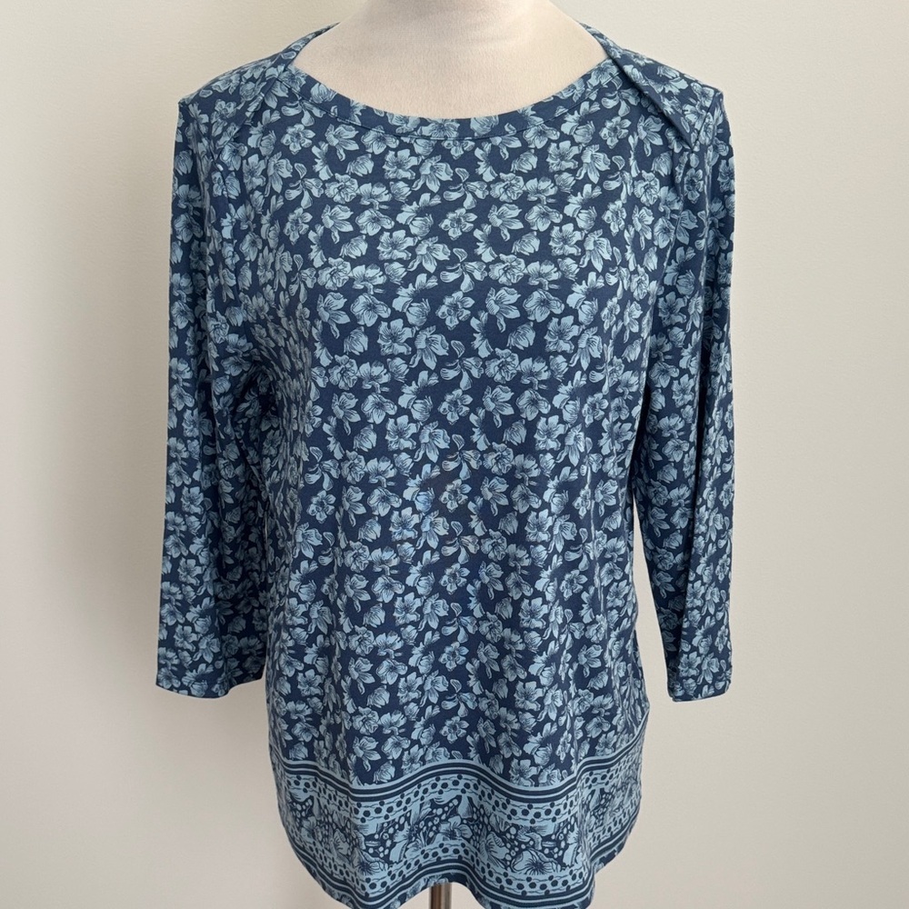 Style & Co. Blue Floral Long Sleeve Top